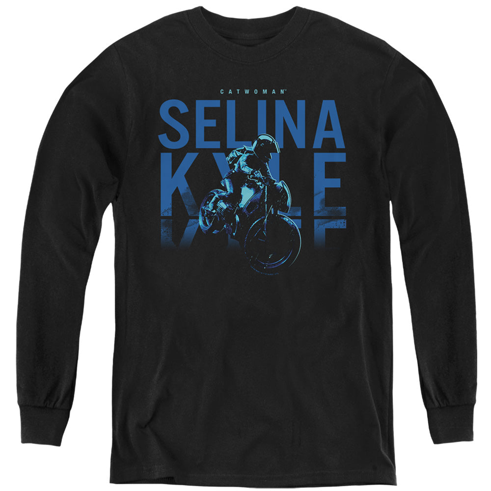 The Batman (2022) Selina Kyle Motorcycle - Youth Long Sleeve T-Shirt Youth Long Sleeve T-Shirt Batman