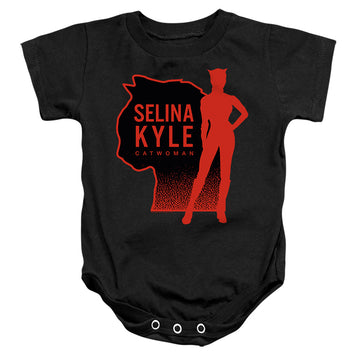 Black baby bodysuit with The Batman (2022) Selina Kyle Catwoman graphic