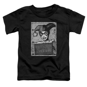 Black toddler t-shirt with Harley Quinn Harley Inmate graphic
