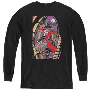 Black youth long sleeve t-shirt with Harley Quinn Harley First graphic