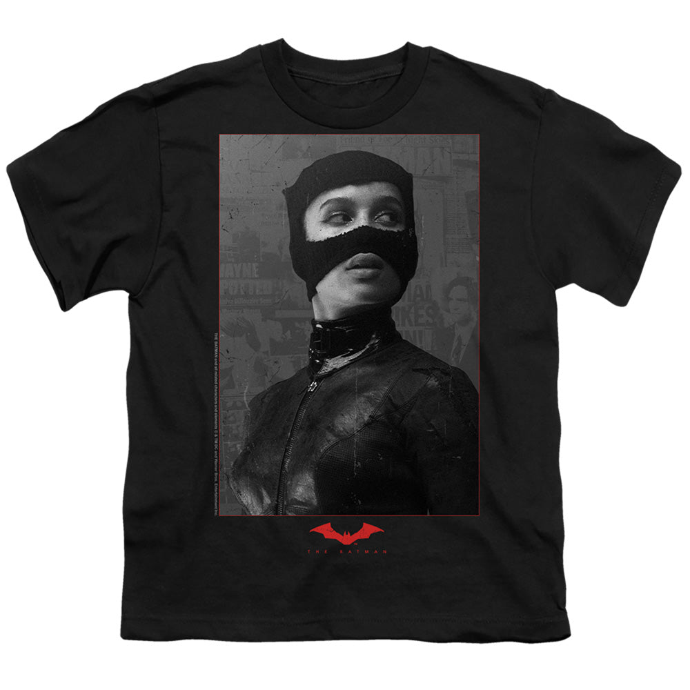The Batman (2022) Catwoman Worn Portrait - Youth T-Shirt Youth T-Shirt (Ages 8-12) Batman