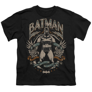 The Batman (2022) Gotham Hero On Black - Youth T-Shirt Youth T-Shirt (Ages 8-12) Batman