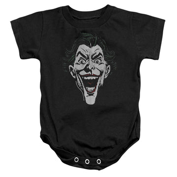 Black baby bodysuit with The Batman (2022) Joker Lines graphic