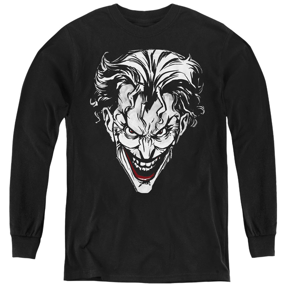 The Batman (2022) Joker Red On Black - Youth Long Sleeve T-Shirt Youth Long Sleeve T-Shirt Batman