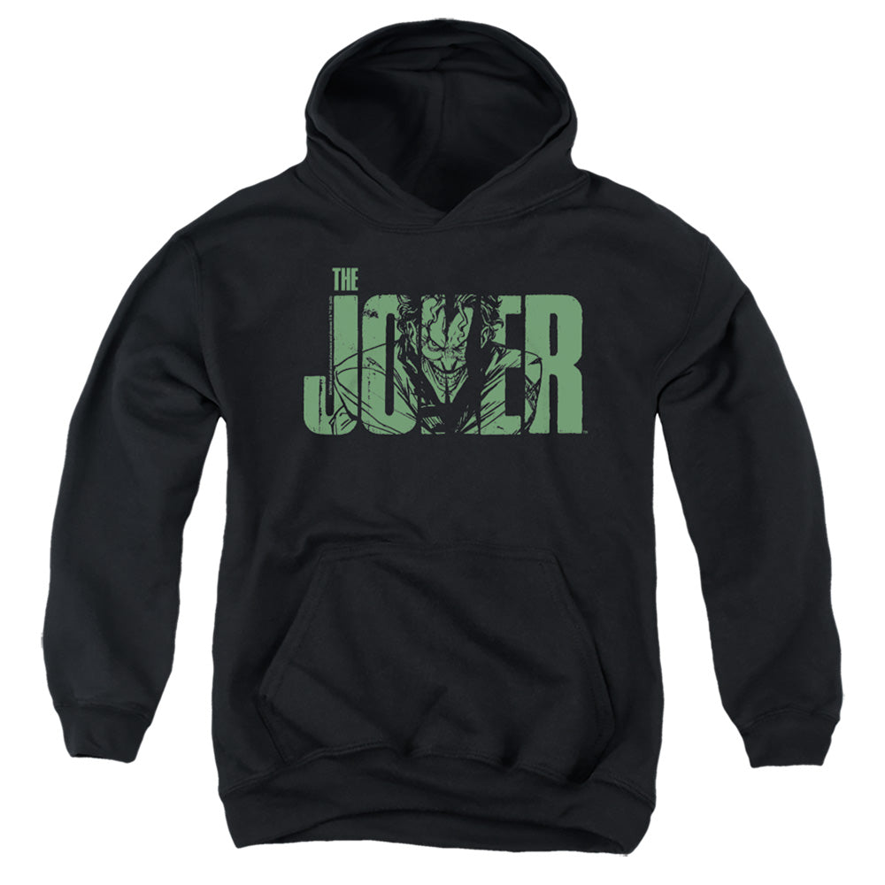The Batman (2022) Joker Text On Black - Youth Hoodie Youth Hoodie (Ages 8-12) Batman