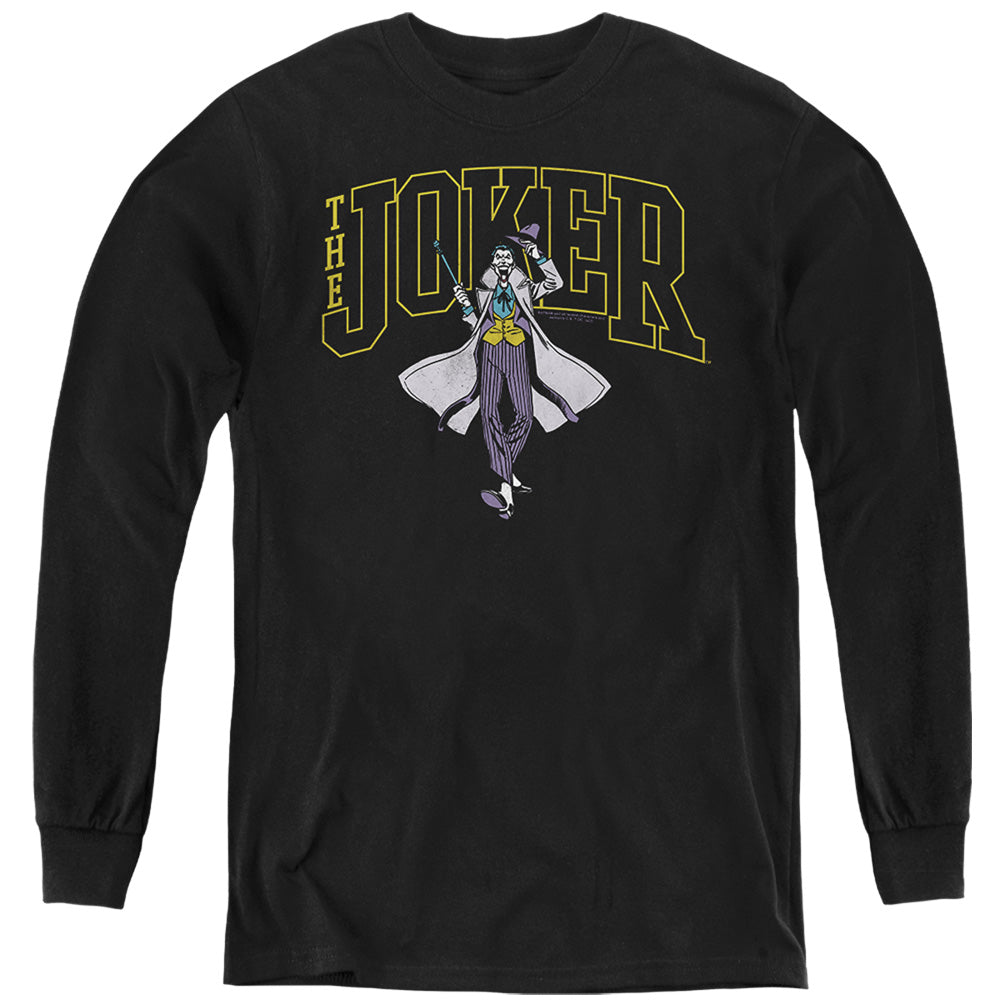The Batman (2022) Joker Varsity On Black - Youth Long Sleeve T-Shirt Youth Long Sleeve T-Shirt Batman