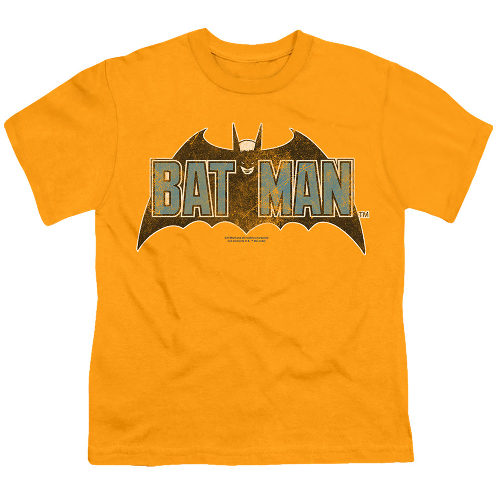 The Batman (2022) Vintage Bat Logo On Gold - Youth T-Shirt Youth T-Shirt (Ages 8-12) Batman