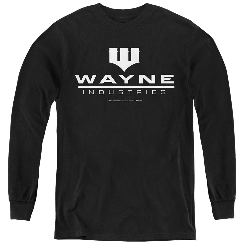 The Batman (2022) Wayne Logo On Black - Youth Long Sleeve T-Shirt Youth Long Sleeve T-Shirt Batman
