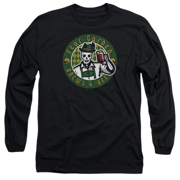 Black men's long sleeve t-shirt with Hell Fest Fear Garden graphic