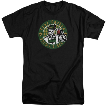 Black men's tall fit t-shirt with Hell Fest Fear Garden graphic