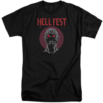 Black men's tall fit t-shirt with Hell Fest Logo graphic