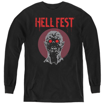 Black youth long sleeve t-shirt with Hell Fest Logo graphic
