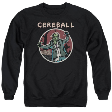 Black men's crewneck sweatshirt with Hell Fest Cereball graphic
