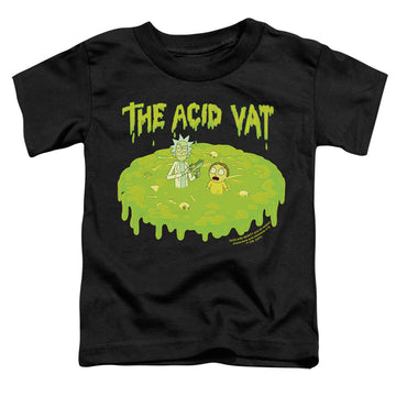 Black toddler t-shirt with Rick and Morty The Acid Vat graphic