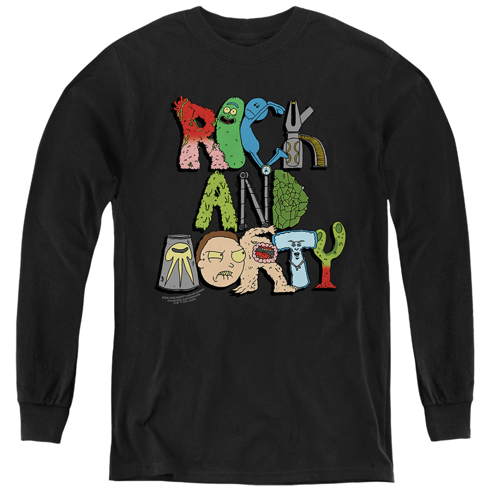 Rick and Morty Illustrated Logo - Youth Long Sleeve T-Shirt Youth Long Sleeve T-Shirt Rick and Morty