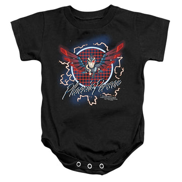 Black baby bodysuit with Rick and Morty Phoenix Person graphic