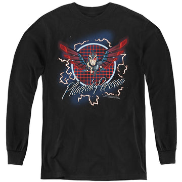 Black youth long sleeve t-shirt with Rick and Morty Phoenix Person graphic