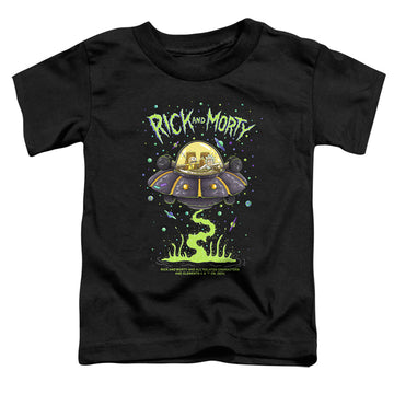 Black toddler t-shirt with Rick and Morty Drunk Rick Ship graphic