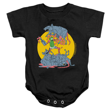 Black baby bodysuit with Rick and Morty The Adventures Of Pickle Rick graphic