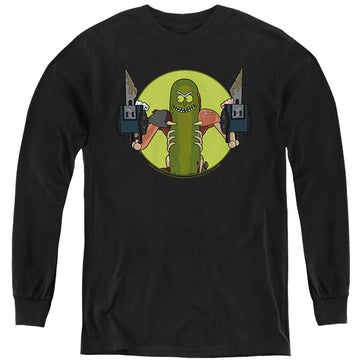 Black youth long sleeve t-shirt with Rick and Morty I Love Myself graphic