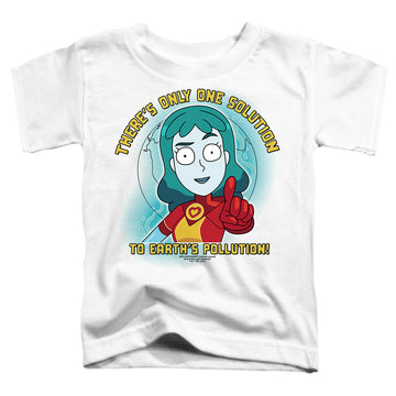 White toddler t-shirt with Rick and Morty Planetina graphic