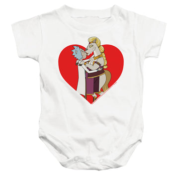 White baby bodysuit with Rick and Morty Rick And Horse Kiss graphic