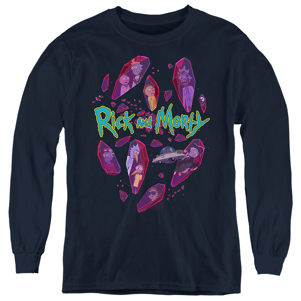 Rick and Morty Death Crystal Futures - Youth Long Sleeve T-Shirt Youth Long Sleeve T-Shirt Rick and Morty