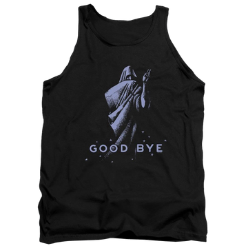 Black men's tank with Hasbro Ouija Board Good Bye graphic