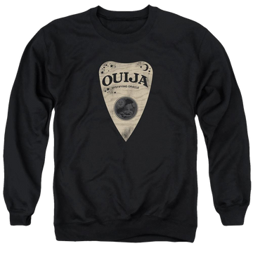 Black men's crewneck sweatshirt with Hasbro Ouija Board Planchette graphic