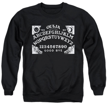 Black men's crewneck sweatshirt with Hasbro Ouija Board On Black graphic