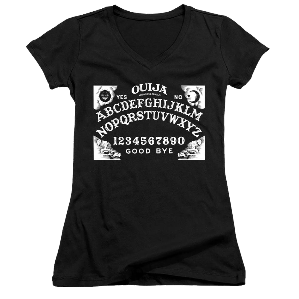 Hasbro Ouija Board On Black - Juniors V-Neck T-Shirt Juniors V-Neck T-Shirt Ouija