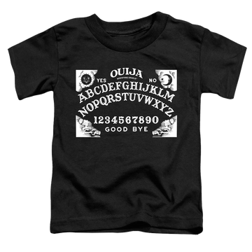 Black toddler t-shirt with Hasbro Ouija Board On Black graphic