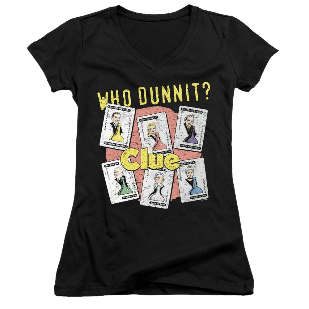 Hasbro Gaming Clue Who Dunnit - Juniors V-Neck T-Shirt Juniors V-Neck T-Shirt Clue