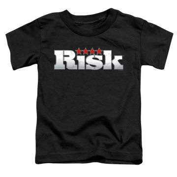 Black toddler t-shirt with Hasbro Risk Logo graphic