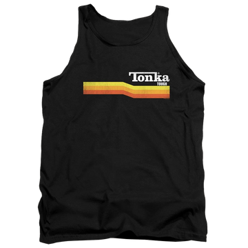 Black men's tank with Hasbro Tonka Stripe graphic