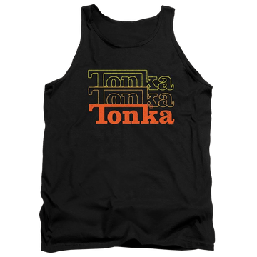 Black men's tank with Hasbro Tonka Tonka Tonka graphic
