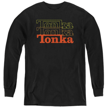Black youth long sleeve t-shirt with Hasbro Tonka Tonka Tonka graphic