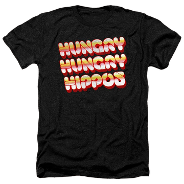 Charcoal men's heather t-shirt with Hungry Hungry Hippos Vintage Logo graphic