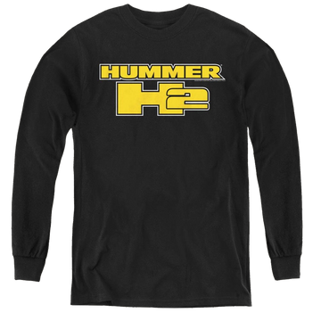 Black youth long sleeve t-shirt with Hummer H2 Block Logo graphic