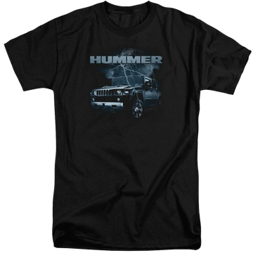 Black men's tall fit t-shirt with Hummer Stormy Ride graphic