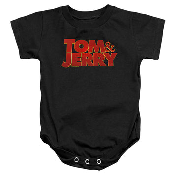 Black baby bodysuit with Tom and Jerry Movie Logo graphic