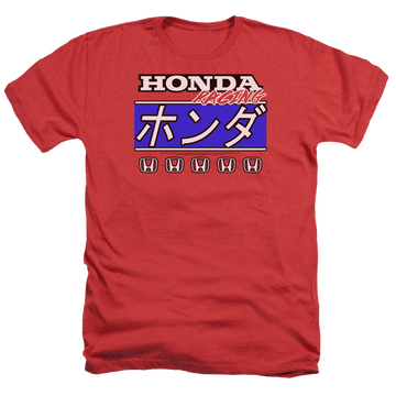 Red men's heather t-shirt with Honda Kanji Racing graphic