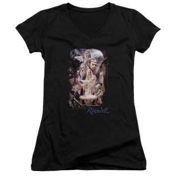 Hobbit Movie Trilogy, The Rivendell - Juniors V-Neck T-Shirt Juniors V-Neck T-Shirt The Hobbit