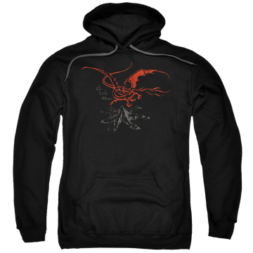 Black pullover hoodie with The Hobbit Smaug graphic