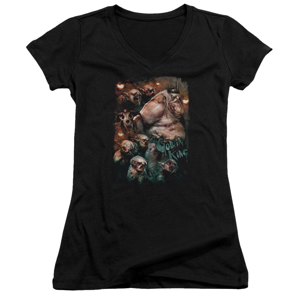 Hobbit Movie Trilogy, The Goblin King - Juniors V-Neck T-Shirt Juniors V-Neck T-Shirt The Hobbit