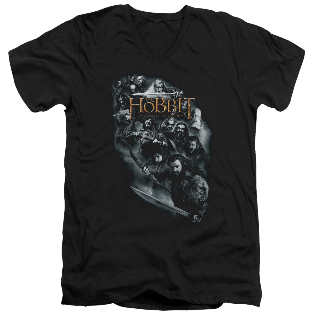 Hobbit Movie Trilogy, The Cast Of Characters - Men's V-Neck T-Shirt Men's V-Neck T-Shirt The Hobbit