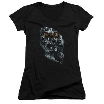 Hobbit Movie Trilogy, The Cast Of Characters - Juniors V-Neck T-Shirt Juniors V-Neck T-Shirt The Hobbit