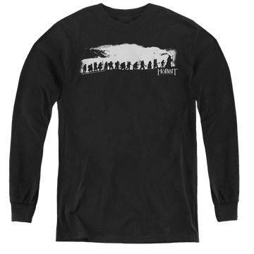 Black youth long sleeve t-shirt with The Hobbit The Company graphic