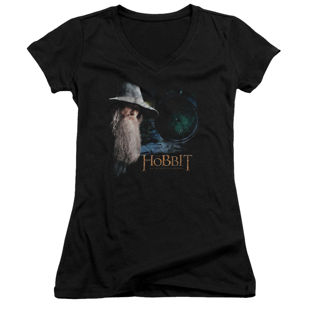 Hobbit Movie Trilogy, The The Door - Juniors V-Neck T-Shirt Juniors V-Neck T-Shirt The Hobbit
