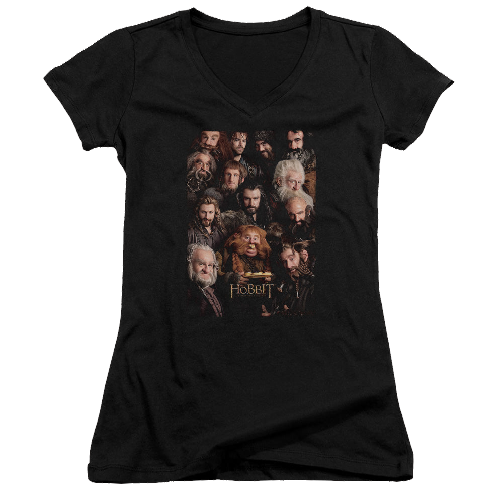 Hobbit Movie Trilogy, The Dwarves Poster - Juniors V-Neck T-Shirt Juniors V-Neck T-Shirt The Hobbit
